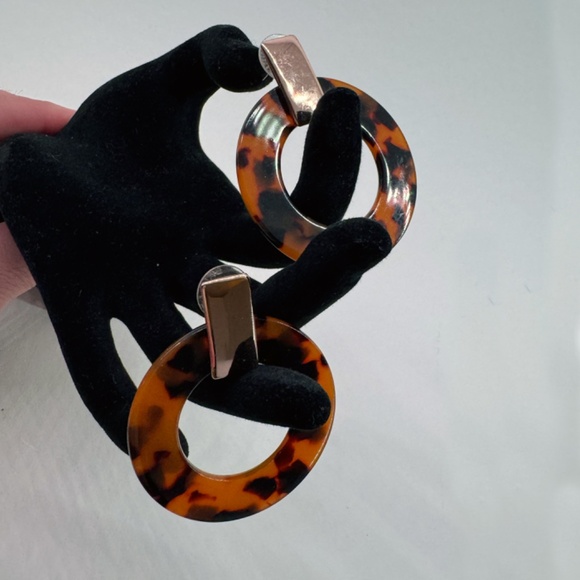 Large Vintage French Tortoise Shell Earrings - Picture 2 of 6